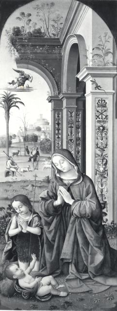 Christie's — Bertucci Giovanni Battista - sec. XV/ XVI - Adorazione del Bambino con san Giovannino e annuncio ai pastori — insieme